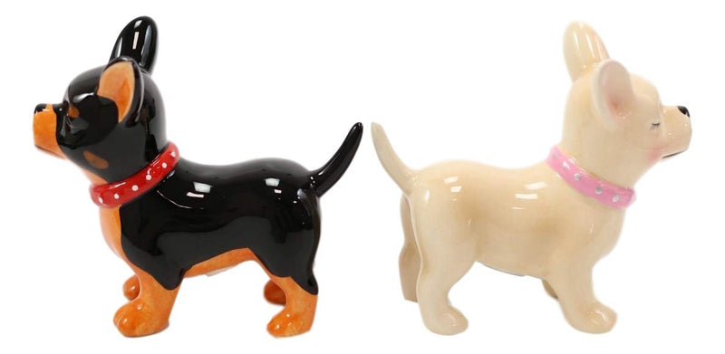 [Australia - AusPower] - Ebros Gift Paco And Coco Kissing Chihuahua Couple Lovers Puppy Dogs Magnetic Ceramic Salt And Pepper Shakers Figurine Collectible Set Pedigree Dog Breeds Cute Animal Decoratives 