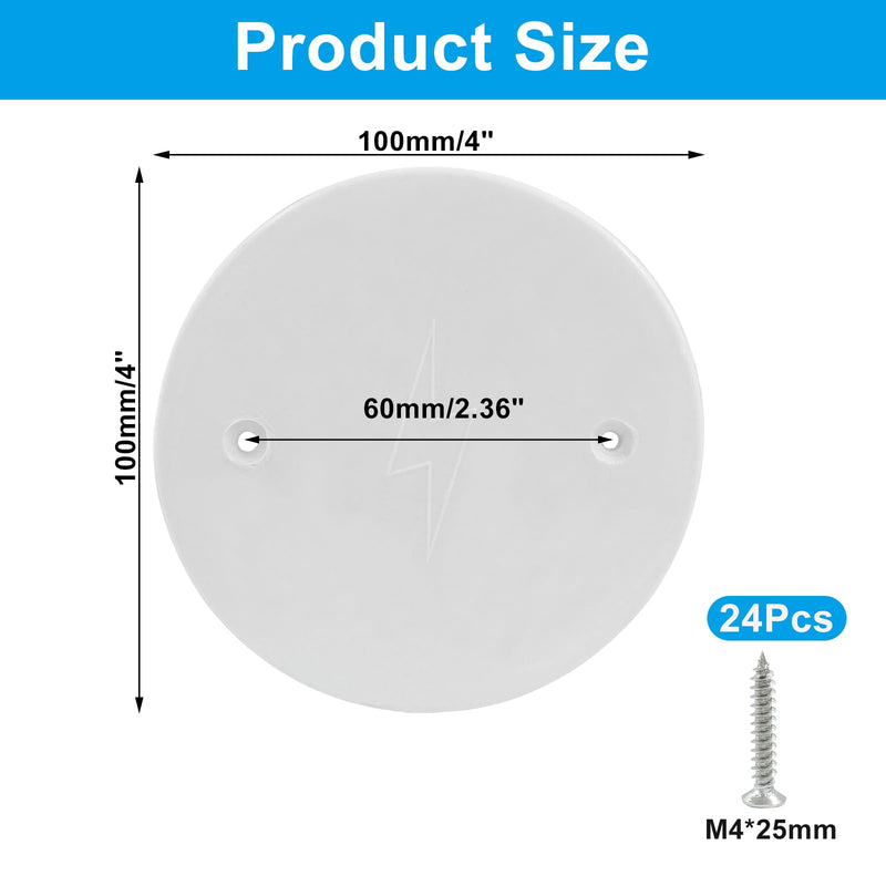 [Australia - AusPower] - Unlorspy 24 Pcs White Plastic Ceiling Blank, 4 inch Flat Round Wall Hole Cover Circle Wall Plate Ceiling Cover Plate with Screws for Ceilings or Wall 