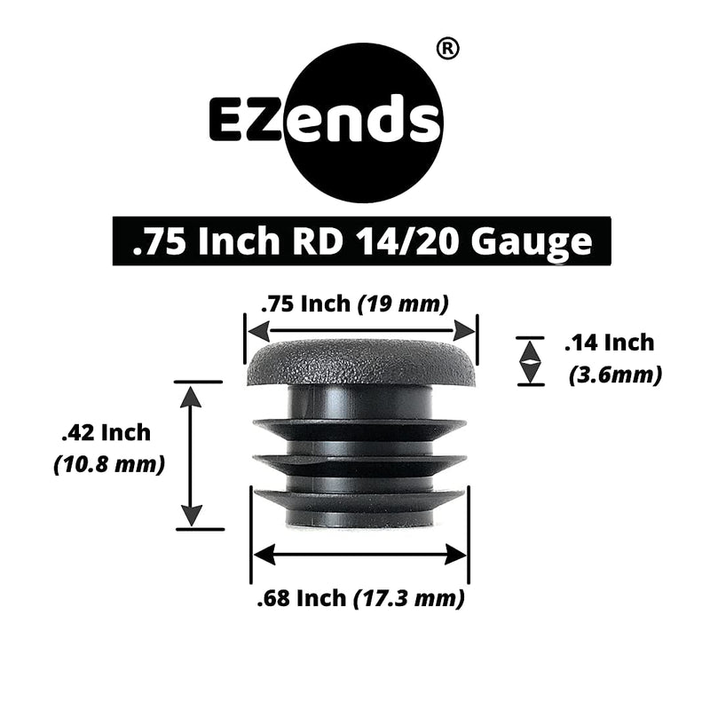 [Australia - AusPower] - 3/4 Inch Round Plastic Plug / 10 Pack / Black Tubing End Cap Plug/Used with 14-20 Gauge Tube Wall Thickness/Durable Chair Glide/Provides Protection on Flooring (10) by EZENDS 14/20 Gauge 