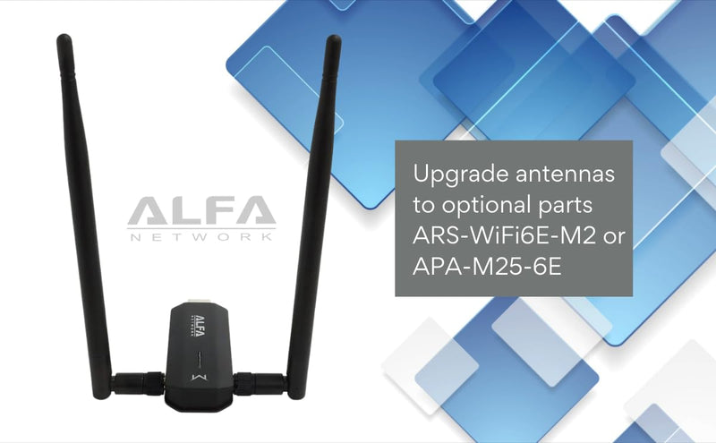 [Australia - AusPower] - ALFA AWUS036AXM WiFi 6E USB 3.0 USB Adapter, AXE3000 Tri-Band 6Ghz/5.8GHz/2.4GHz, Wireless Gigabit Speed (Up to 3Gbps) 