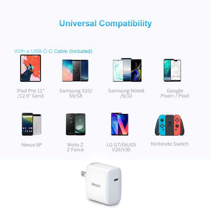 [Australia - AusPower] - 18W USB C Fast Charger for iPad Pro 2020/2018 12.9 iPad Pro 11, Pixel 2 3 4 3A Pixel XL 2XL 3XL 4XL Galaxy S9 S8 Note10 9, 18W USB C Power Adapter with 6.6ft USB C to C Cable 