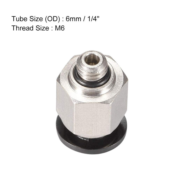[Australia - AusPower] - uxcell Straight Pneumatic Push to Quick Connect Fittings M6 Male X 6mm Tube OD Silver Tone 6pcs 