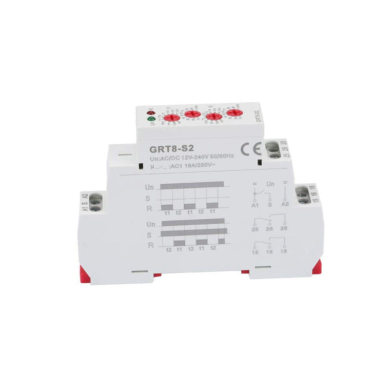 [Australia - AusPower] - Timer Relay AC/DC 12-240V Mini Asymmetric Cycle Timer Relay Switch 35mm DIN Rail Delay Time Relay ON/Off Repeat Delay Time Relay Switch for Cyclic Delay Control 