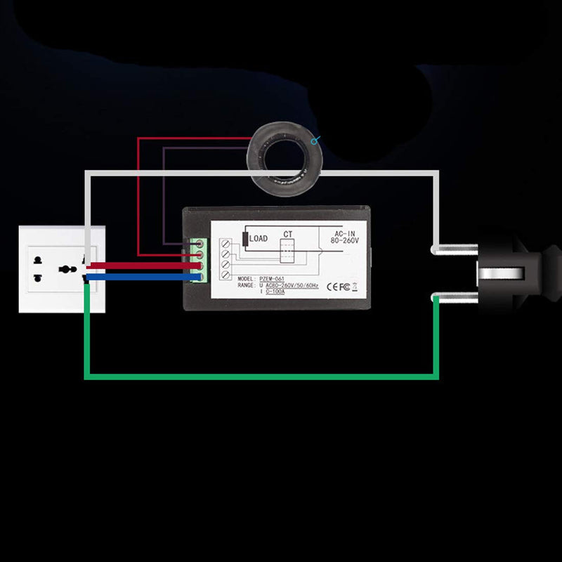[Australia - AusPower] - HiLetgo Digital Multimeter AC 80-260V 100A PZEM-061 LCD Display Digital Current Voltage Power Energy Multimeter Ammeter Voltmeter with Current Transformer CT 
