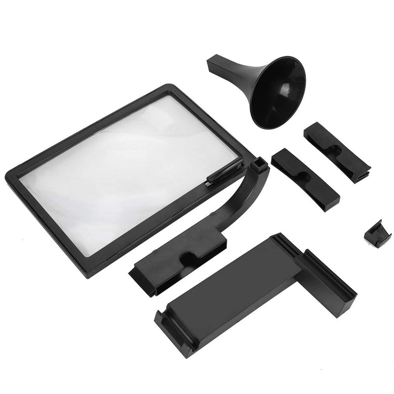[Australia - AusPower] - Portable Foldable 9" Screen Magnifier for All Mobile Phone - 3D HD Magnifier for Videos Movies and Gaming, Support 2-3 Times Magnification, Enlarger Screen Bracket with Stable Clip & Visor, Black 