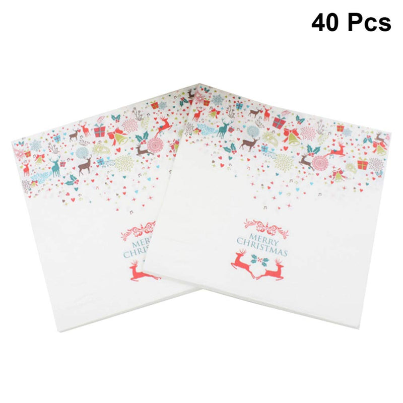[Australia - AusPower] - Amosfun 40Pcs Christmas Printed Paper Napkins Table Napkins Tissues Party Dinner Napkins Disposable 