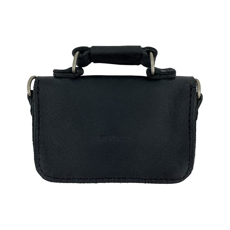 [Australia - AusPower] - Hide & Drink, Leather Mini Briefcase Card Holder, Holds Up to 10 Cards Plus Folded Bills, Case, Cash Organizer, Accessories, Handmade Includes 101 Year Warranty (Charcoal Black) Charcoal Black 