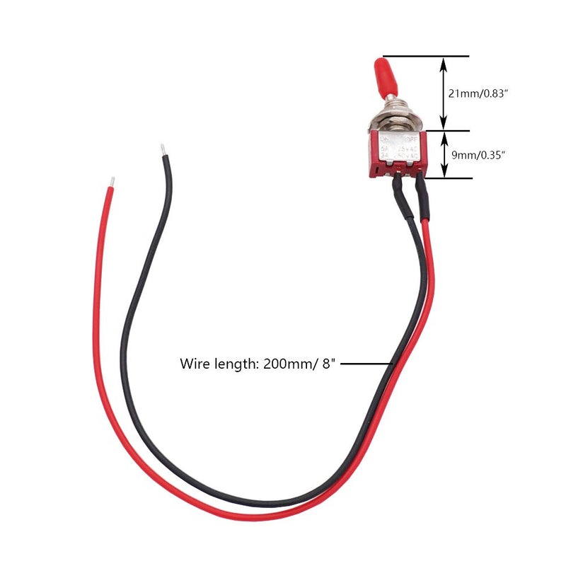 [Australia - AusPower] - Twidec/8Pcs Mini Toggle Switch SPST 2 Position 2 Pins ON/Off AC 125V 5A AC 3A 250V with Pre-soldered Wires MTS-101-X 