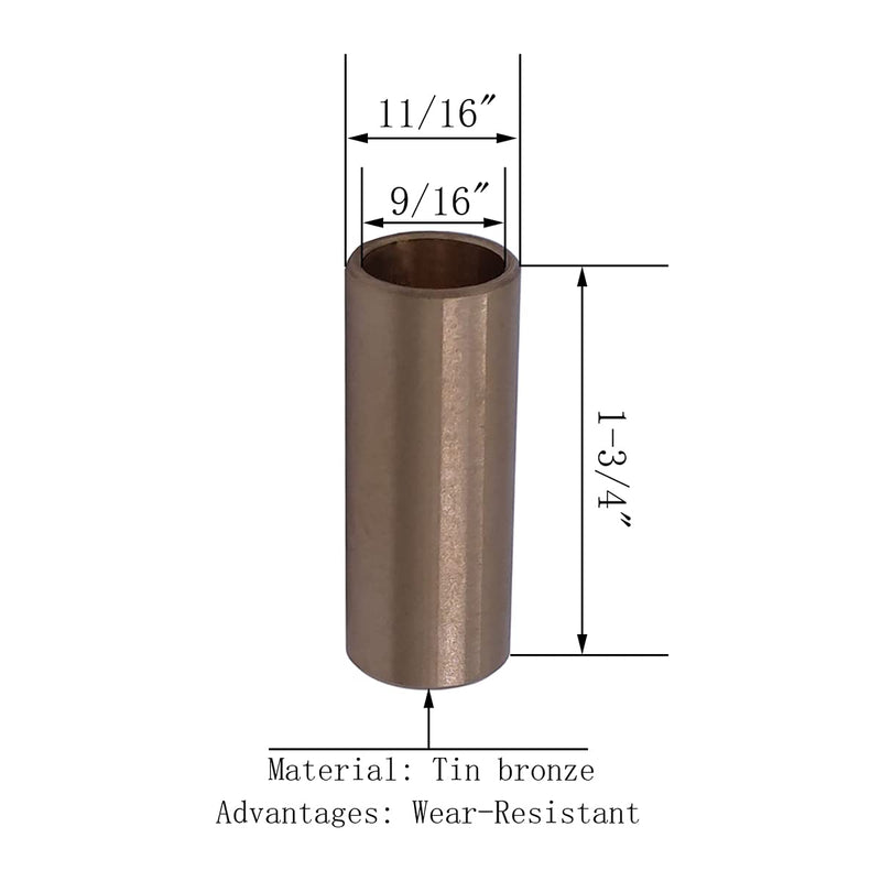 [Australia - AusPower] - Yemtuls K7129100 Wear Resistant Tin Bronze Leaf Spring Bushing Kit 9/16" I.D. 11/16" O.D. 1-3/4" Length ，Pack of 4 Pack of 4 