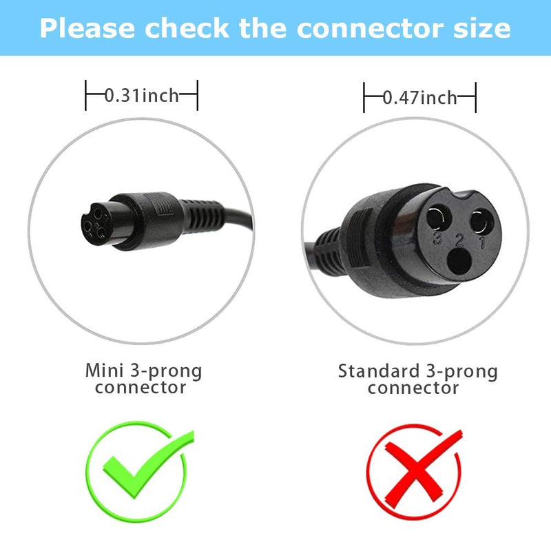 [Australia - AusPower] - 42V 2A Power Adapter ,PowerFast 3-Prong Inline Connector for Sports Mod Pocket Mod and Dirt Quad, Charger Adapter for 36V Li-on Battery 