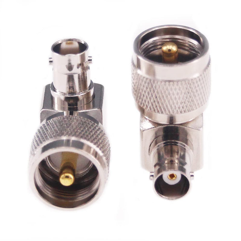 [Australia - AusPower] - RFaha 2pcs PL259 to BNC Right Angle UHF Male PL-259 to BNC Female RF Coax Coaxial Adapter Connector(F103-2) 