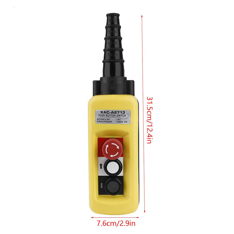 [Australia - AusPower] - Crane Hoist Control, XAC A2713 Crane Chain Hoist Push Button Switch Lifting Pendant Controller with Emergency Stop 