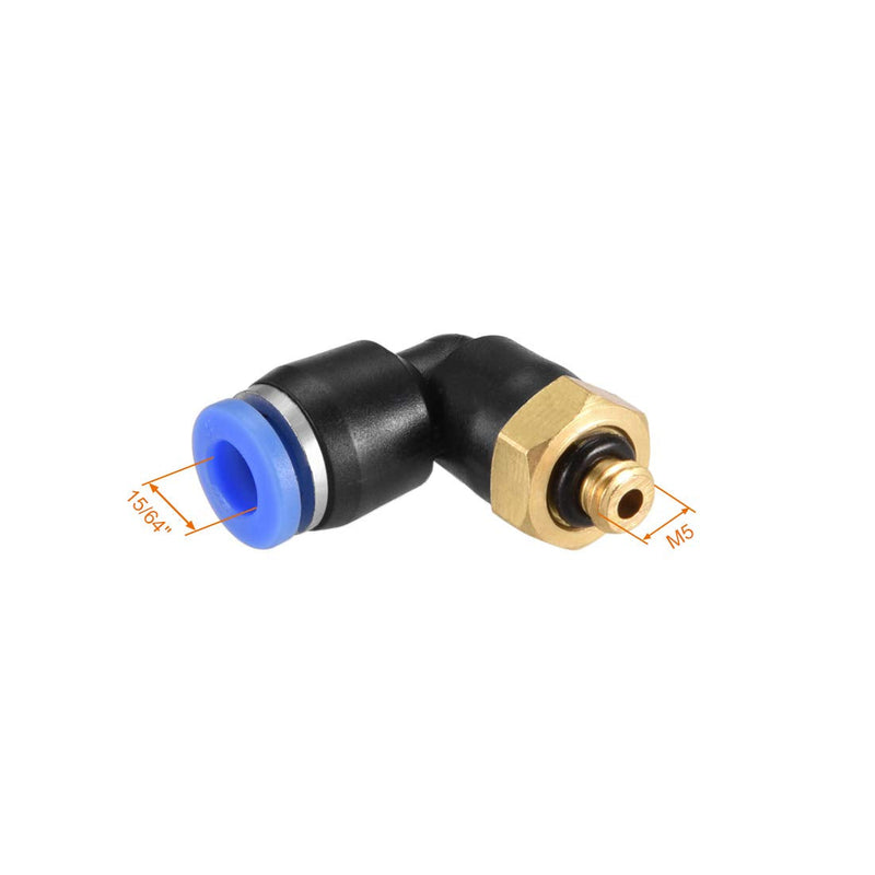 [Australia - AusPower] - uxcell Push to Connect Tube Fitting Male Elbow 6mm Tube OD x M5 Thread Pneumatic Air Push Fit Lock Fitting Blue 5pcs 