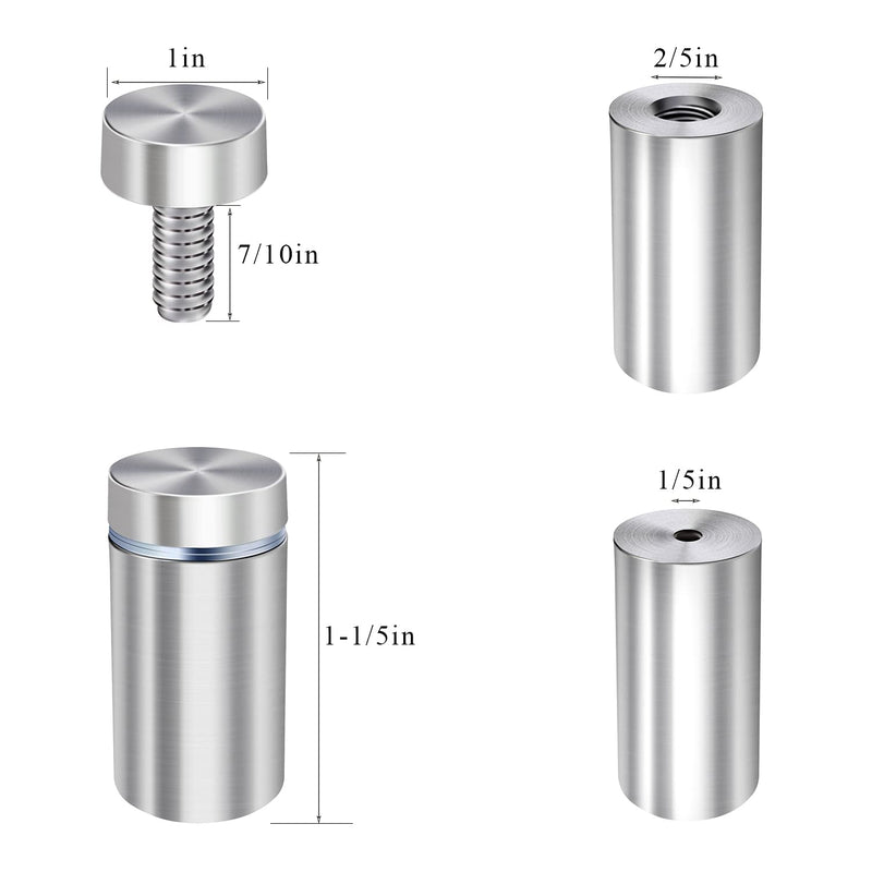 [Australia - AusPower] - Osring 16pcs Wall Standoffs Holder 1 x 1-1/5 Inch Sign Standoff Mounting Hardware, Stainless Steel Standoff Screws for Picture Acrylic Display, Black 1"x1-1/5" 