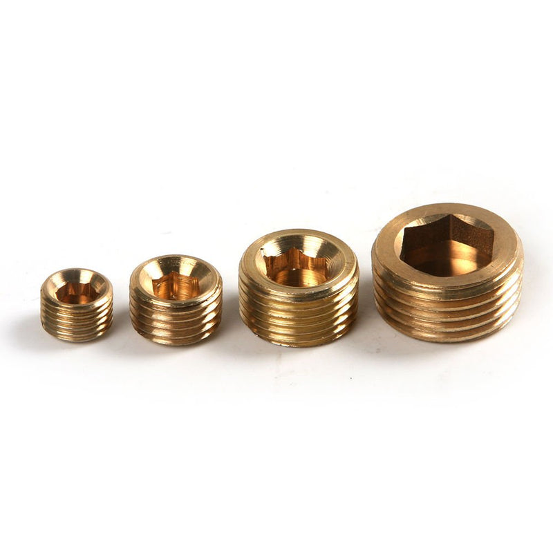 [Australia - AusPower] - ALLPEN  20pcs Brass Pipe Fitting,1/8" 1/4" 3/8" 1/2" NPT Brass Internal Hex Thread Socket Pipe Plug Set 