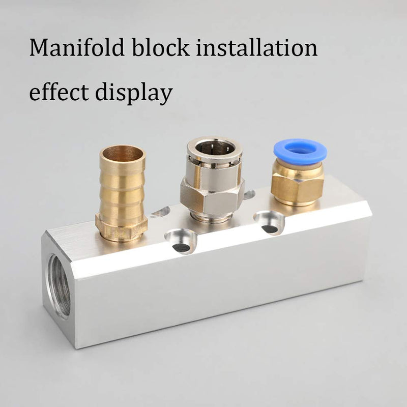 [Australia - AusPower] - 4 Way Pneumatic Manifold Air Distribution Block, G1/2 Supply Port, G1/4-Inch Output Port, Aluminum Alloy 4 Way 6 Port 