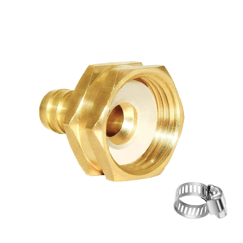 [Australia - AusPower] - Joywayus 10pcs 1/2" Barb x 3/4" Female GHT Thread Swivel Hex Brass Garden Water Hose Pipe Connector Copper Fitting with Stainless Clamp House/Boat/Lawn/Power Wash/Irrigation 3/4"GHT Female 1/2"Barb-10PCS 