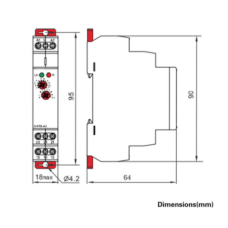 [Australia - AusPower] - AC/DC 12-240V Timer Relay, Delay Off Time Relay, GRT8-B1 GEYA Mini Power Off Delay Timer Relay SPDT 35mm DIN Rail Type Time Relay 0.1S-10 Days 