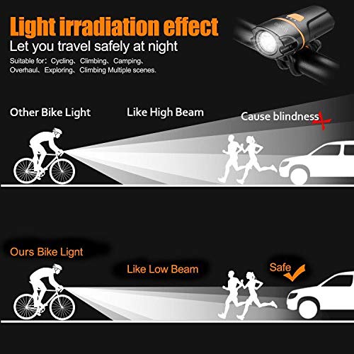 [Australia - AusPower] - Wastou Bike Lights, Super Bright Bike Front Light 1200 Lumen, IPX6 Waterproof 6 Modes Cycling Light Flashlight Torch with USB Rechargeable Tail Light(USB Cable Included) Black 