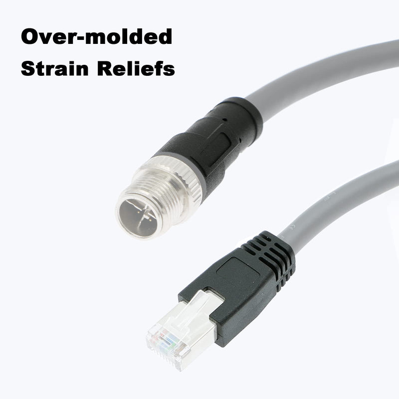 [Australia - AusPower] - Alvin’s Cables M12 8 Pin Male to RJ45 Shielded Ethernet Cable X Coded 8 Position Cat6a Cable for Cognex Industrial Camera 9.84ft/3M Black 