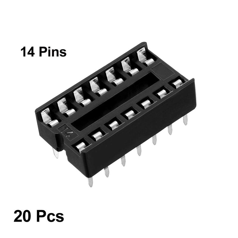 [Australia - AusPower] - uxcell 20pcs DIP IC Chip Socket Adaptor 2.54mm Pitch 7.6mm Row Pitch 2 Row 14 Flat Pins Soldering 