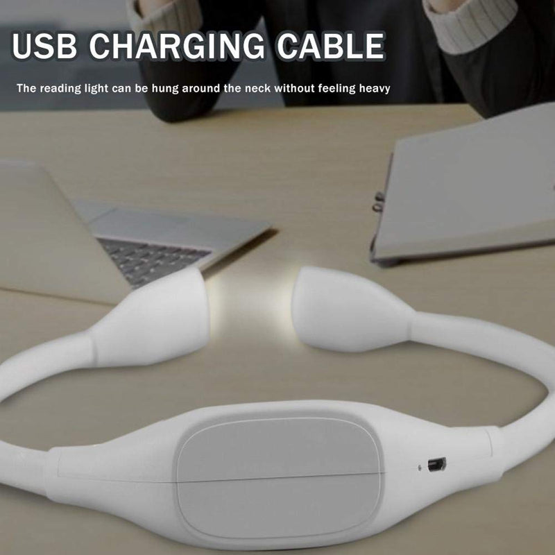 [Australia - AusPower] - QEBIDUM Led Neck Reading Light, Book Light for Reading in Bed, Necklamp Necklight Hands Free Hung USB Rechargeable Flexible Booklight, Night Reading Lamp for Indoor Knitting Outdoor Camping White 