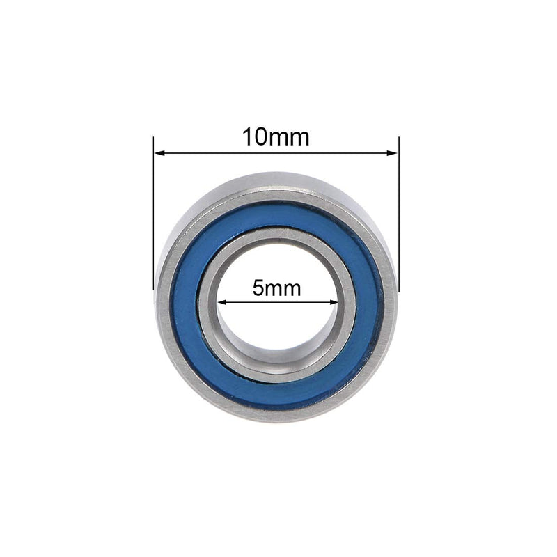 [Australia - AusPower] - uxcell MR105-2RS Deep Groove Ball Bearings 5mm Inner Dia 10mm OD 4mm Bore Double Sealed Chrome Steel Blue Seal Z2 10pcs 5mmx10mmx4mm 