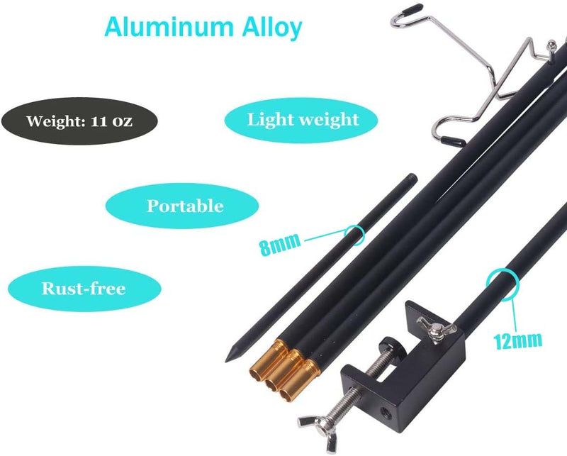 [Australia - AusPower] - Hikeman Folding Lantern Stand Pole Portable Lamp Stand Hook Collapasible Light Stand Holder for Camping Fishing Picnic BBQ Outdoor Activities Black 