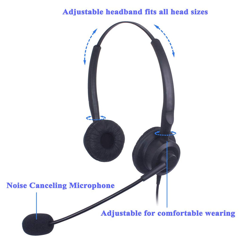 [Australia - AusPower] - Vanstalk Wired Call Center Telephone Headset Dual with Noise Canceling Microphone is Compatible with Cisco 7902 7905 Avaya 1608 1616 9608G 9620 Snom 300 320 Yealink T19P T20P Landline Phones Dual VT201J4C 