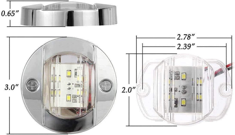 [Australia - AusPower] - Partsam 4Pcs 3" Inch Round Chrome Marine Clear Lens Blue LED Transom Mount Stern Anchor Navigation Lights IP67 Waterproof,Round Boat Marine Lamps 6-2835-SMD,Boat LED Stern Lights 12V 