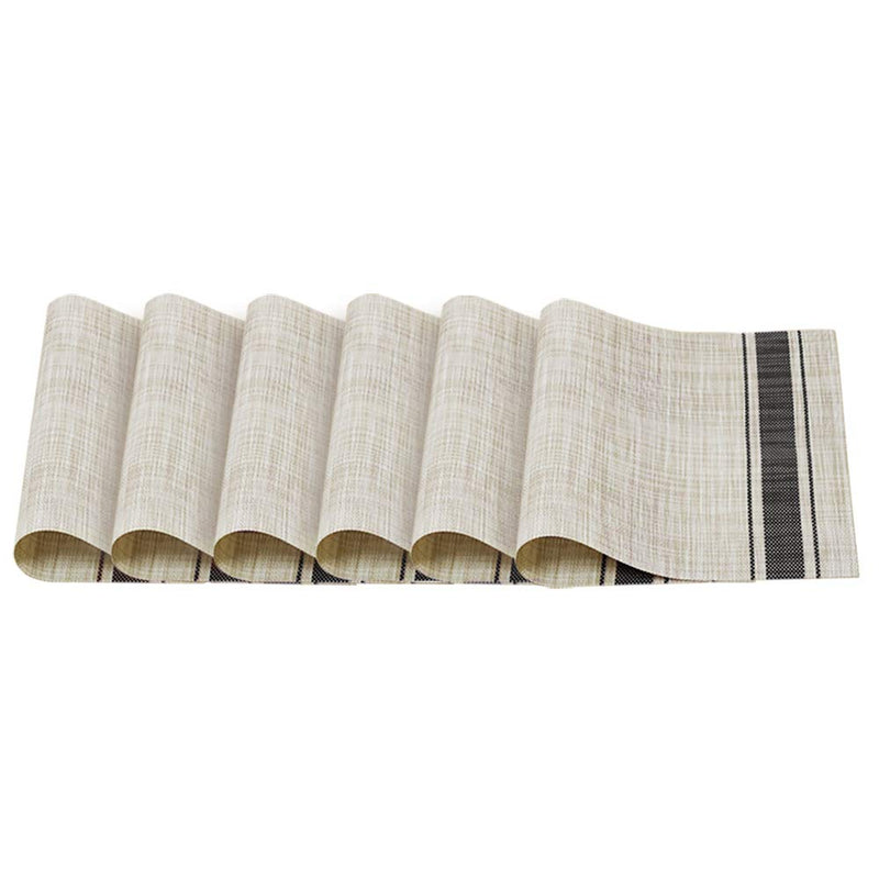 [Australia - AusPower] - YOSICHY Table Mats Set of 6 Crossweave Woven Vinyl Placemats Heat Resistant Non-Slip Kitchen Placemats for Dining Table Washable Easy to Clean(Grey) Gray 