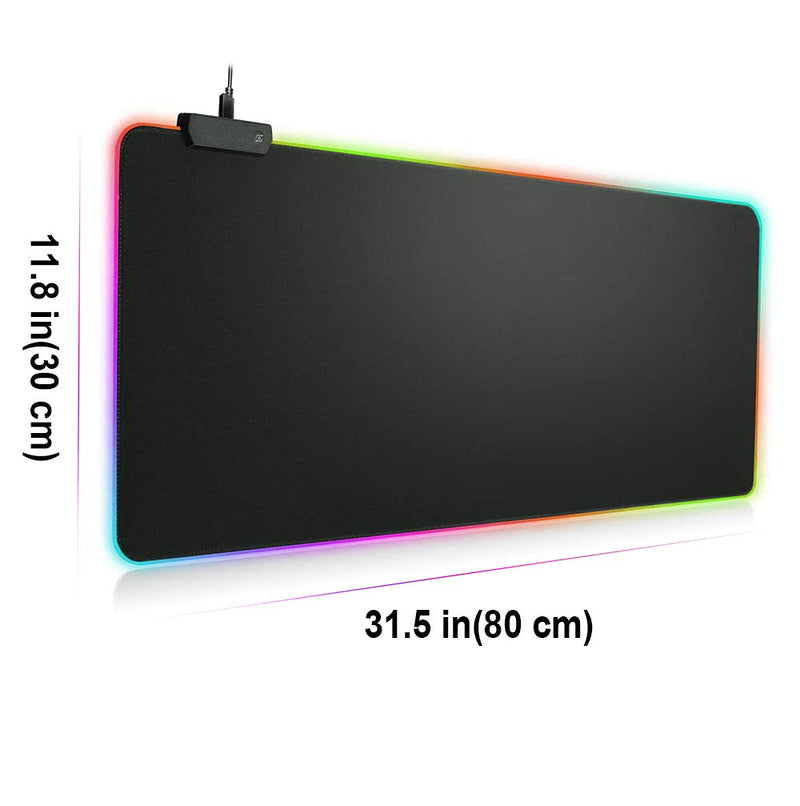 [Australia - AusPower] - RGB Gaming Mouse Pad, Rocketek Large Extended Soft LED Mouse Pad with Anti-Slip Rubber Base 14 Lighting Modes 2 Brightness Levels, Waterproof Computer Keyboard Mousepad Mat 800 x 300mm/31.5 x 11.8inch 