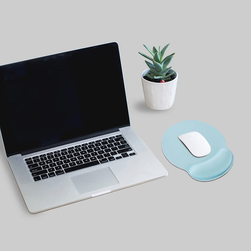 [Australia - AusPower] - Ceavmlsr Ergonomic Office Light Blue Mouse Pad with Wrist Support for Computer, Small Cute Mouse Pad with Wrist Rest Support Mousepad Mat for Laptop & Desk (Light Blue) 