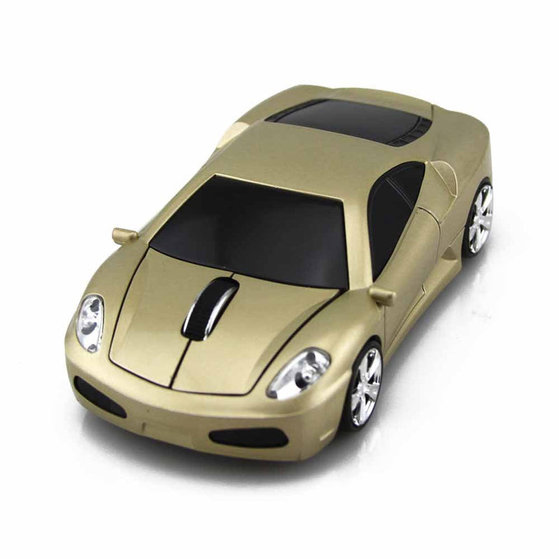 [Australia - AusPower] - ECOiNVA Wireless Sports Car Mouse Optical 2.4G Nano USB AA Battery Desktop Laptop Mice (Gold) Gold 