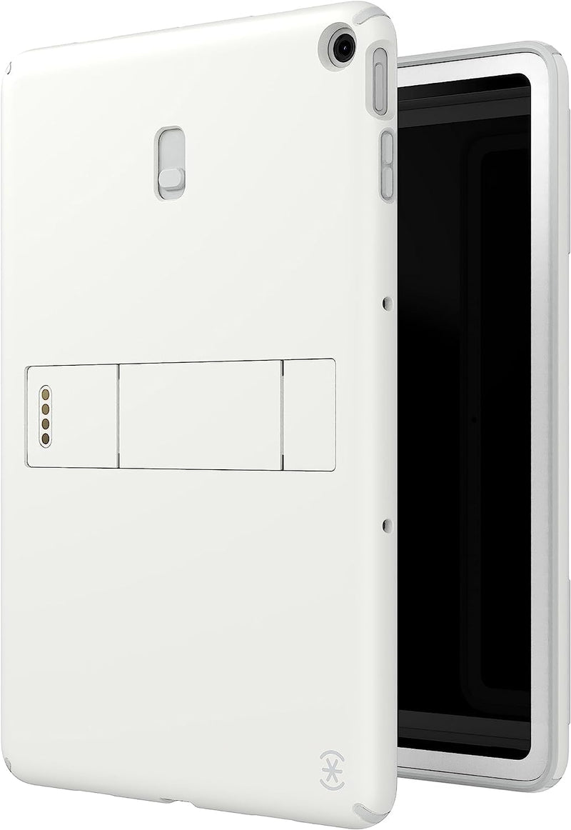 [Australia - AusPower] - Speck Google Pixel Tablet 2023 Case and Stand - Full Back, Thin, Scratch Resistant, Drop Protection & Adjustable Kickstand - Works with Google Pixel Charging Speaker Dock - White & Silver StandyShell Off White/Serene Silver 