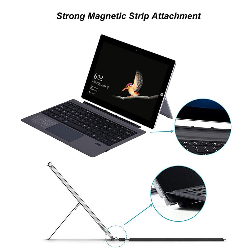 [Australia - AusPower] - Surface Pro 7 Wireless Bluetooth Keyboard with Touchpad 7 Color Backlit Rechargeable Battery Detachable Keyboard for Microsoft Surface Pro 4/5/6/7/7+ 