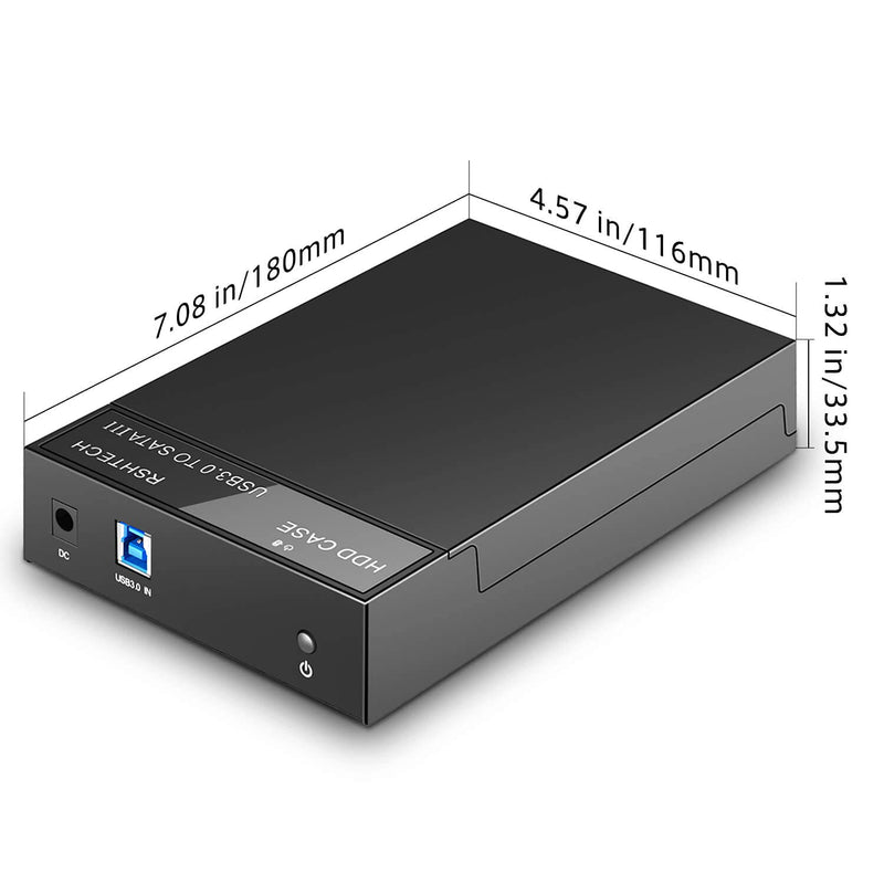 [Australia - AusPower] - Hard Drive Enclosure, RSHTECH USB 3.0 to SATA External Hard Drive Docking Station for 3.5 inch SATA I/II/III HDD SSD Up to 16TB Support UASP (Black) 