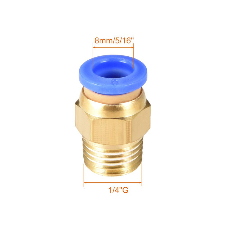 [Australia - AusPower] - uxcell Straight Pneumatic Push to Quick Connect Fittings 1/4NPT Male x 8mm Tube OD 4pcs 