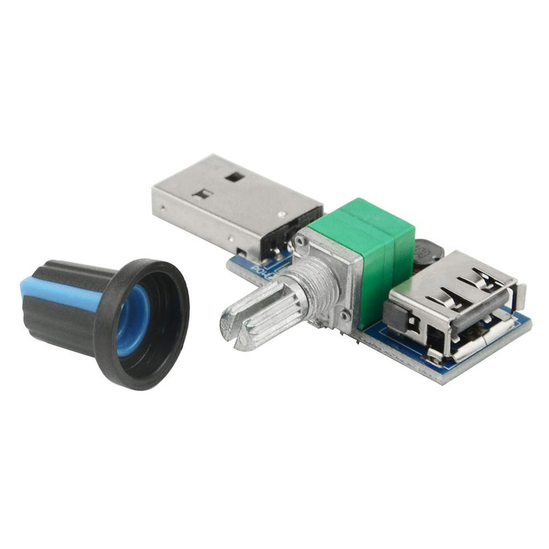 [Australia - AusPower] - XINGYHENG 3Pcs 5W Mini USB Fan Air Volume Speed Stepless Governor Module USB Speed Controller DC 5V USB Male input DC4-12V to 2.5-8V and Speed Control Knob with Switch Function 