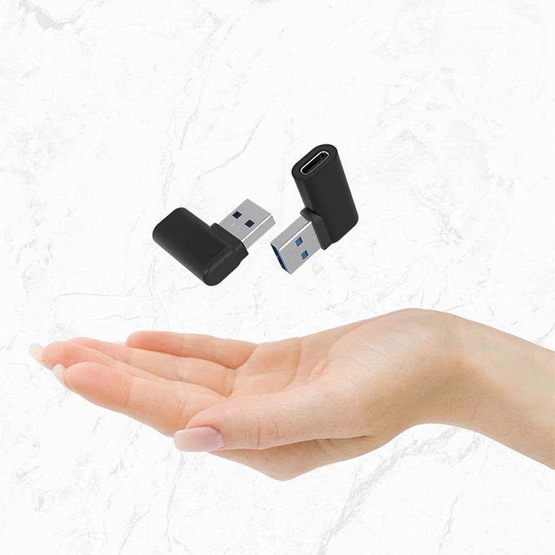 [Australia - AusPower] - USB C Female to USB A Male Adapter Right Angle, USB C to USB 3.0 Adapter, 90 Degree USB C to USB Adapter, USB Type C to USB Coverter Sync & Charging Adapter for USB C Cable, Hubs, 2Pack 