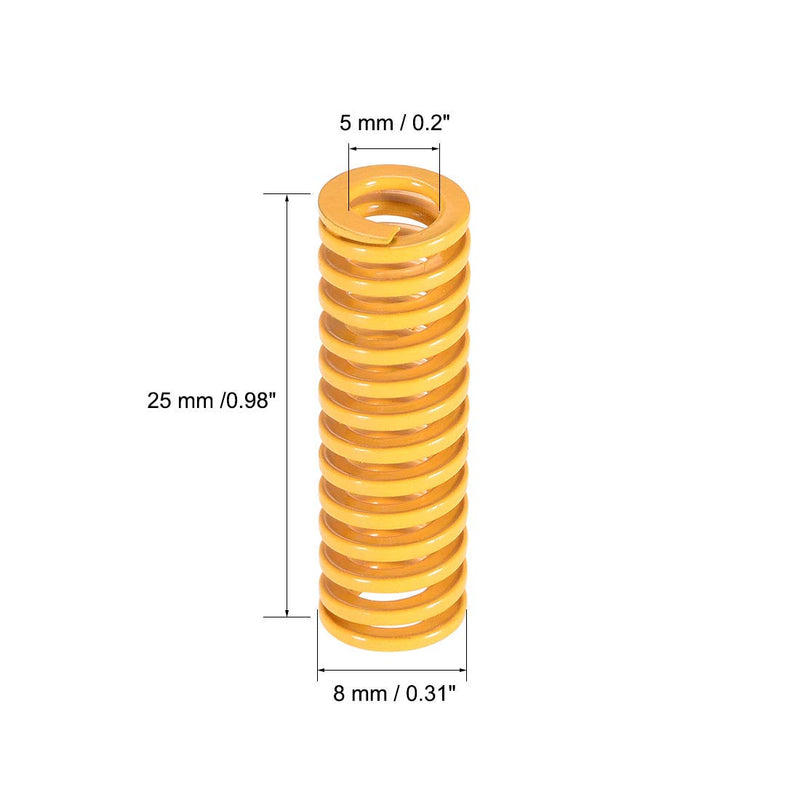[Australia - AusPower] - uxcell 4pcs 3D Printer Heated Bed Yellow Spring Kit Light Load Compression Leveling Springs 25mm/0.98 Inch 4 