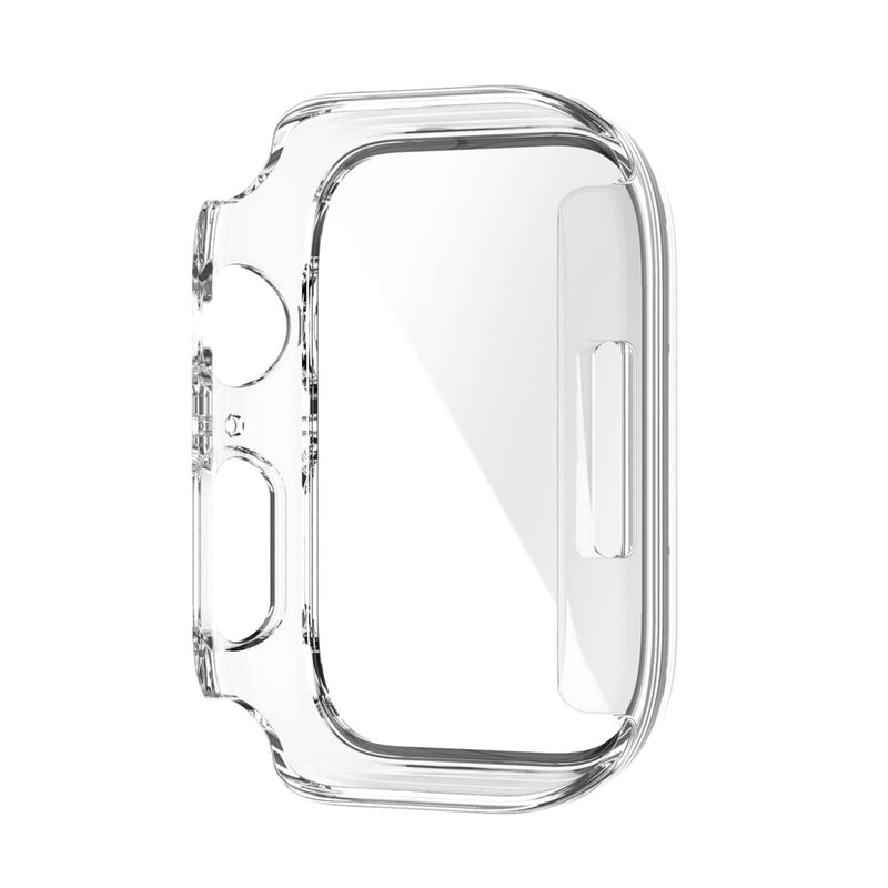 [Australia - AusPower] - Saufly (2 Pack) Hard PC Cover with Tempered Glass Case Screen Protector Compatible for Apple Watch Series 7 45mm, Touch Sensitive Full Protective Cover for iWatch Smart Watch (Transparent) Transparent 