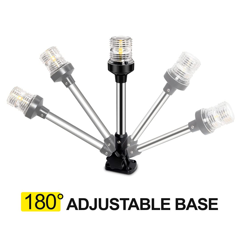 [Australia - AusPower] - Obcursco 12 Inches Led Anchor Navigation Lights, White Fold Down Boat Stern Light, 3 NM Visibility Marine All Round Lights for Pontoon and Fishing Boats 