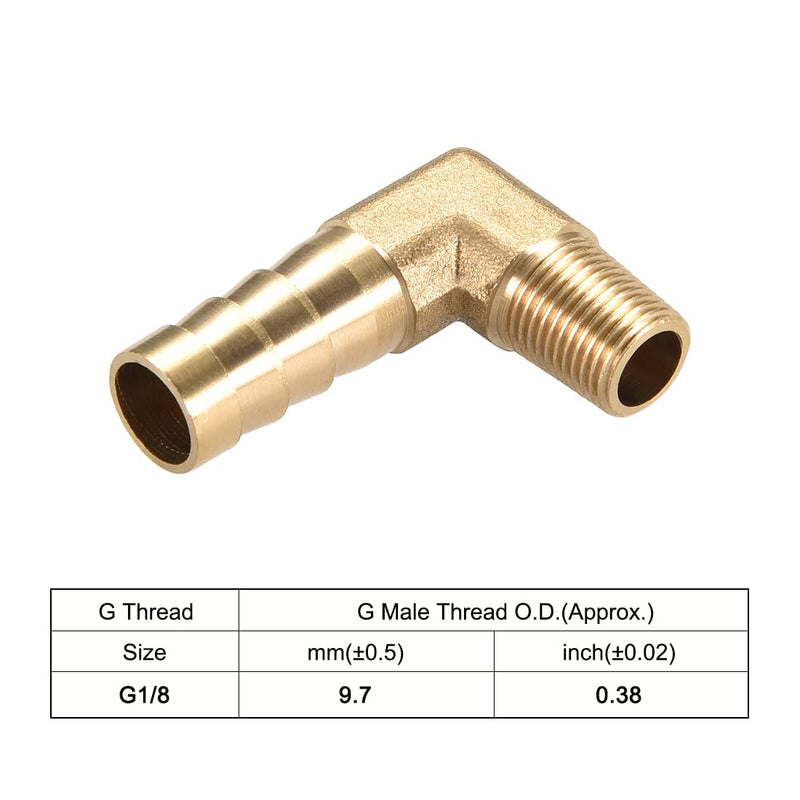 [Australia - AusPower] - uxcell Brass Barb Hose Fitting, 90 Degree Elbow 10mm Barbed to 1/8 PT Male Pipe Adapter Connector 3pcs 