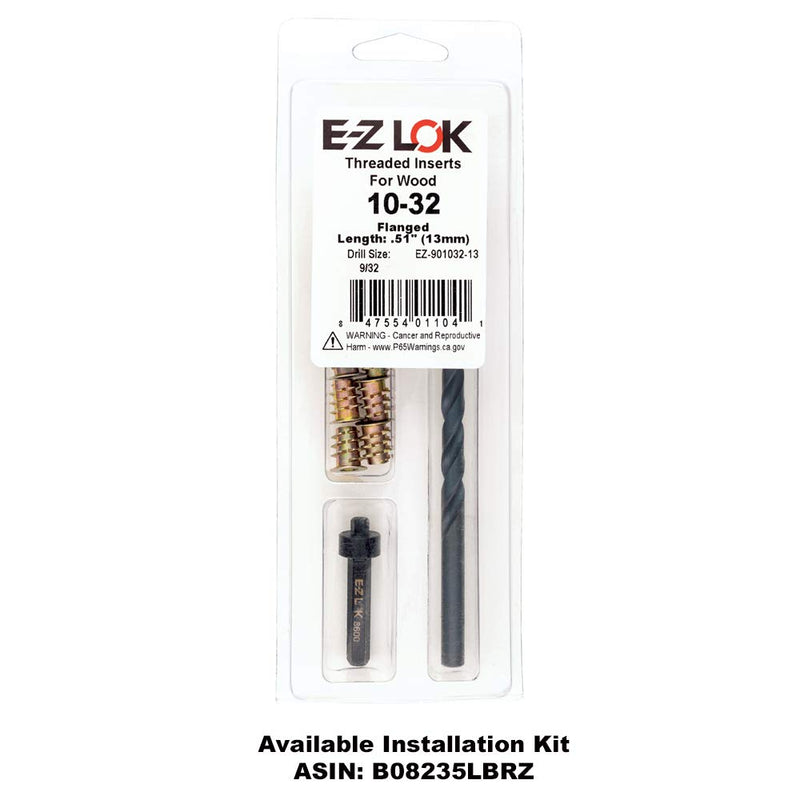 [Australia - AusPower] - E-Z LOK - 901032-13 E-Z Lok Threaded Insert, Zinc, Hex-Flanged, #10-32 Internal Threads, 13mm Length (Pack of 50) 