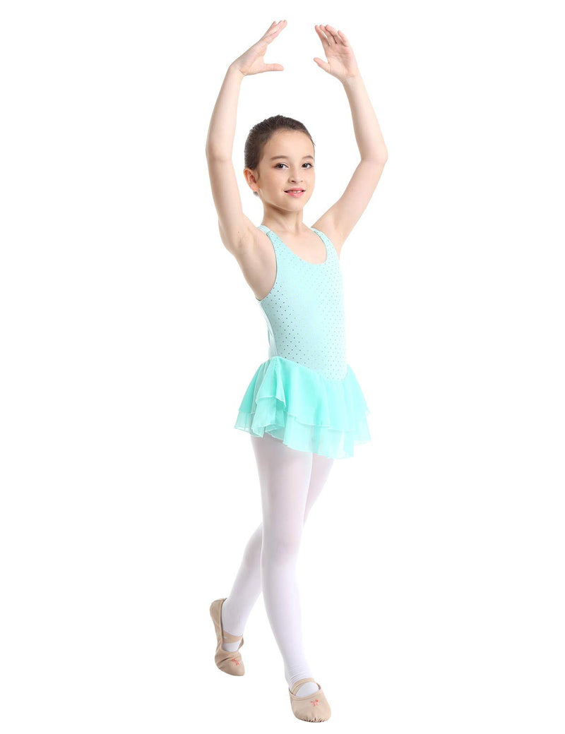 [Australia - AusPower] - FEESHOW Kids Girls Cross Back Figure Ice Skating Dress Gymnastic Tank Leotard Ballet Dance Dresses Light Green 4 