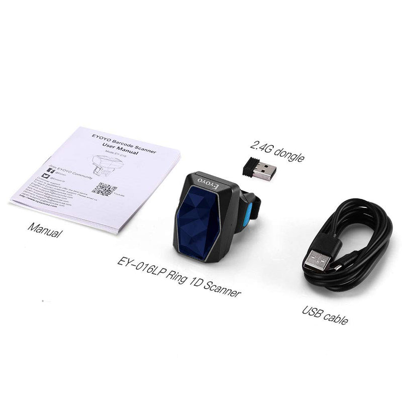 [Australia - AusPower] - Upgraded Eyoyo 1D Wireless Ring Barcode Scanner Bluetooth, 3-in-1 USB Wired Inventory Bar Code Scanner Fast Scanning Portable Mini Finger Barcode Reader for Tablet iPhone IPad Android Windows Mac 