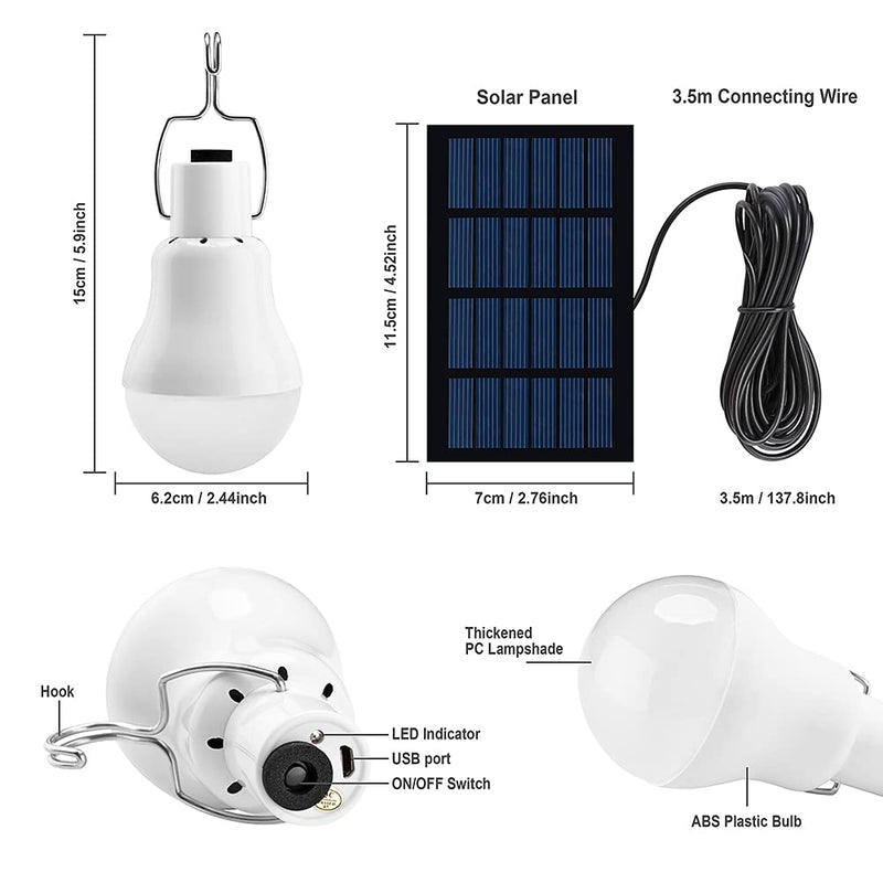 [Australia - AusPower] - Solar Light Bulbs, Portable Outdoor 130LM Solar Powered LED Light Bulb with 800mAh Rechargeable Battery for Chicken Coop Camping Hiking Tent Shed Patio Garden Barn (2Pack) 2pack 