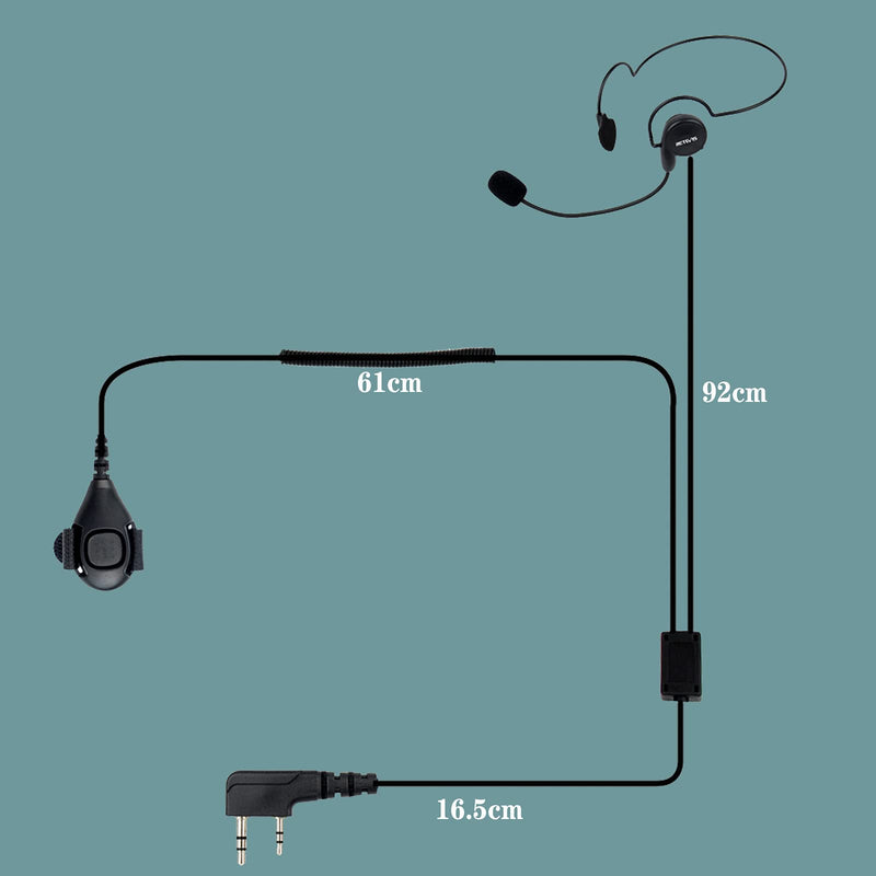 [Australia - AusPower] - Retevis Behind-The-Head Walkie Talkie Earpiece with Boom Mic 2 Pin, Compatible with Retevis RT22 RT21 H-777 RT68 RT19 pxton Arcshell Walkie Talkies, Two Way Radio Headset with Finger PTT(1 Pack) 