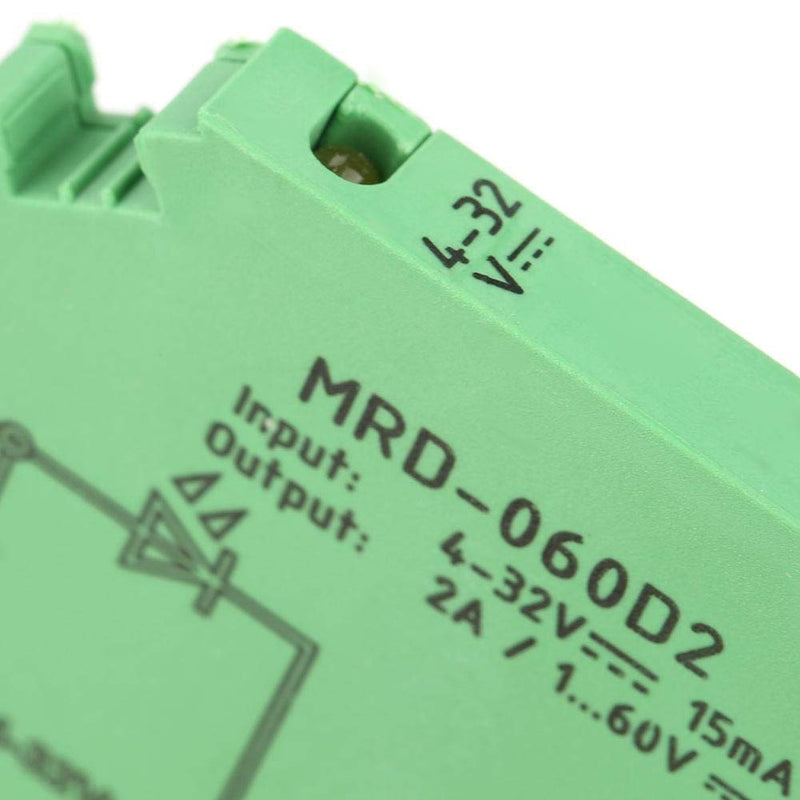 [Australia - AusPower] - MRD-060D2 Relay Module, Input 4-32V DC Output 1-60V DC 6.2mm Ultra-Thin Solid State Relay Module TS - 35 Rail Installation with LED Input State Indicator 